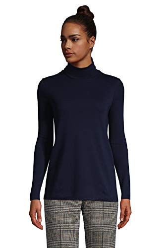 Lands End Women s Shaped Supima Turtleneck Radiant Navy Plus 2X
