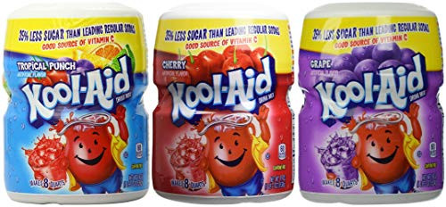 Kool-Aid Drink Mix Variety Pack  Tropical Punch  Cherry and Grape  19-Ounce -Pack of 3 Containers-