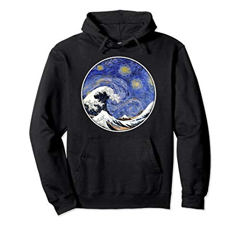 Van Gogh Starry Night and Hokusai Great Wave Circle Hoodie
