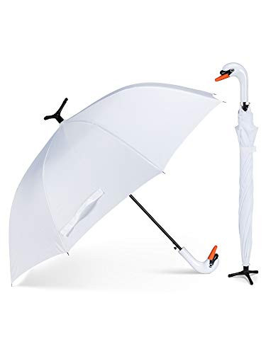 Abbott Collection 27 UMB Swan Stick Umbrella-40 W White