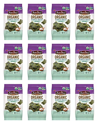 Annie Chuns Organic Seaweed  Sea Salt  0-35-oz -12 Count-  Keto  Vegan  and Gluten-Free  Americas  1 Selling Seaweed Snacks