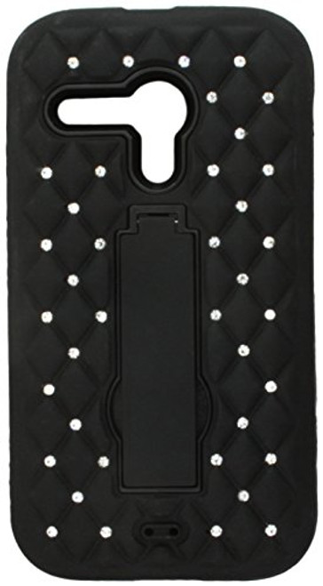 MyBat ASMYNA Motorola Moto G Symbiosis Stand Protector Cover with Diamonds - Retail Packaging - Black MyBat ASMYNA Motorola Moto G Symbiosis Stand Protector Cover with Diamonds - Retail Packaging - Black