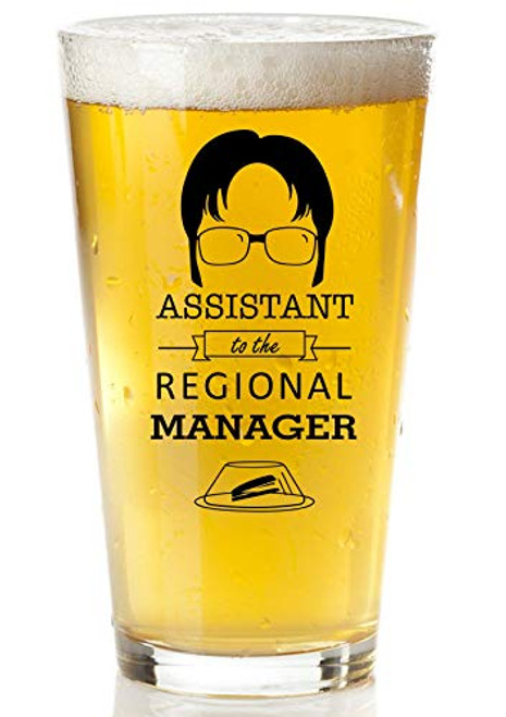 Assistant To The Regional Manager Beer glass - Funny Dwight Schrute The Office Merchandise - 16oz Collectible Dunder Mifflin The Office Mug For Men An