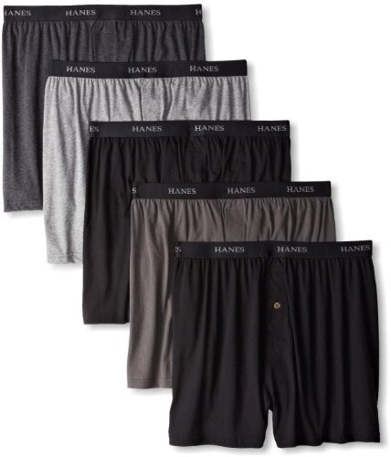 Hanes Mens 5-Pack Ultimate Dyed Exposed Waistband Knit Boxer with ComfortFlex Waistband - Assorted Colors  X-Large