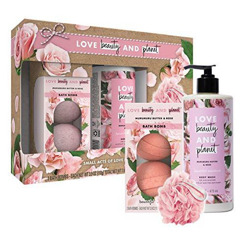 Love Beauty and Planet Spa Body Gift Set Body Wash and Bath Bomb Rose and Muru Muru Vegan  Certified Cruelty Free  No Parabens  Sulfate Free 2 Count
