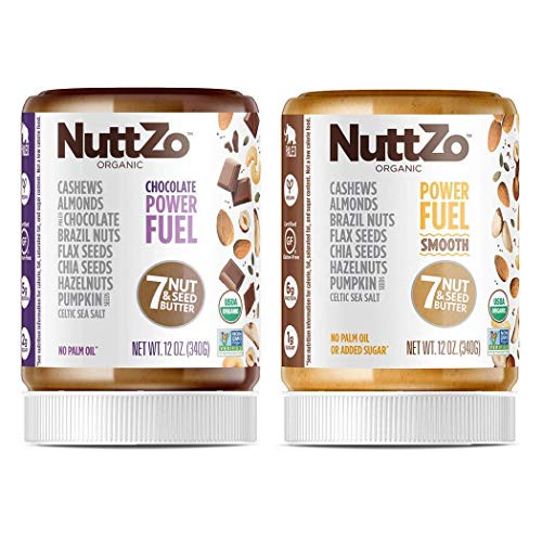 NuttZo Power Fuel - Chocolate Power Fuel Nut Butter Bundle  Smooth  Organic  Seven Nuts and Seeds  Paleo  12 Ounce jars