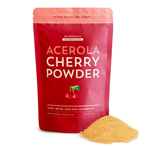 SB Organics Acerola Cherry Powder - 8 oz Bag of Organic Non-GMO Freeze-Dried Powdered Pure Acerola Cherries from Brazil - Naturally Rich in Vitamin C SB Organics Acerola Cherry Powder - 8 oz Bag of Organic Non-GMO Freeze-Dried Powdered Pure Acerola Cherries from Brazil - Naturally Rich in Vitamin C