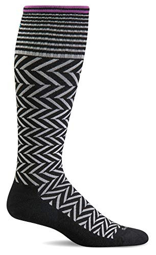 Sockwell Womens Chevron Moderate Graduated Compression Sock  Black 2 - M-L