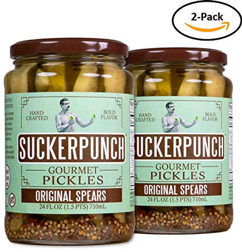 SuckerPunch Gourmet Spicy Garlic Pickle Spears 24 Ounce  2-Pack