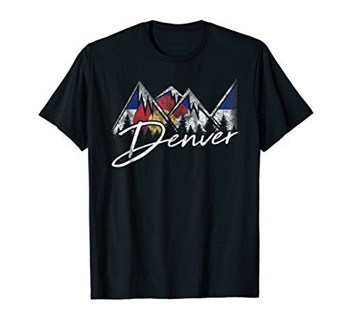 Denver Colorado Flag Mountains Shirt Cool Souvenir Gift