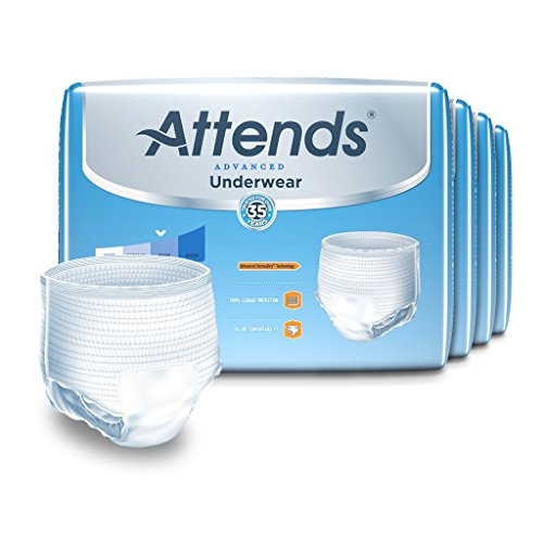 Attends Advanced Protective Underwear with Advanced DermaDry Technology for Adult Incontinence Care  Medium  Unisex  20 Count -Pack of 4-
