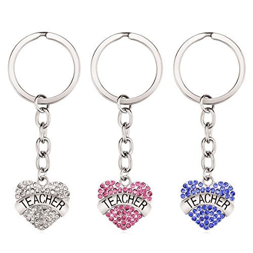 AuPHX Teacher Appreciation Gift Key Chain 3pcs Heart Pendant Teacher Keychain Set Jewelry Gift for Teachers Teachers Day Gifts Birthday GiftS for AuPHX Teacher Appreciation Gift Key Chain 3pcs Heart Pendant Teacher Keychain Set Jewelry Gift for Teachers Teachers Day Gifts Birthday GiftS for