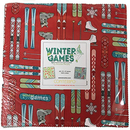 Amanda Murphy Winter Games 10X10 Pack 42 10-inch Squares Layer Cake Benartex