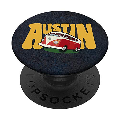 Austin Texas Vintage Hippie Van Road Trip Travel Outdoor PopSockets Grip and Stand for Phones and Tablets