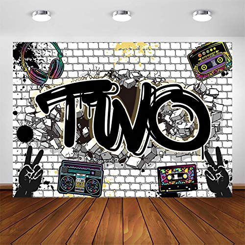 Avezano Hip Hop Theme 2nd Birthday Backdrop Two Legit to Quit Birthday Party Decoration Photography Background Graffiti Wall 2nd Bday Photobooth Backd