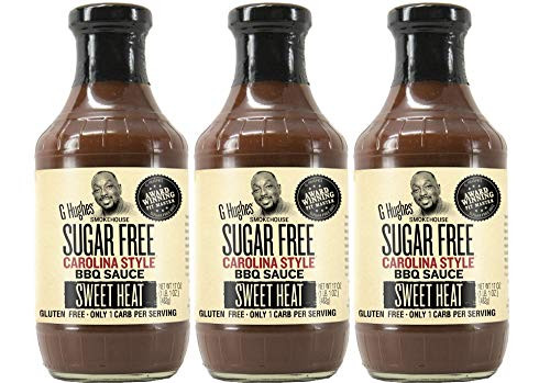G Hughes Sugar Free Sweet Heat Carolina BBQ Sauce 17 oz -3 Pack-