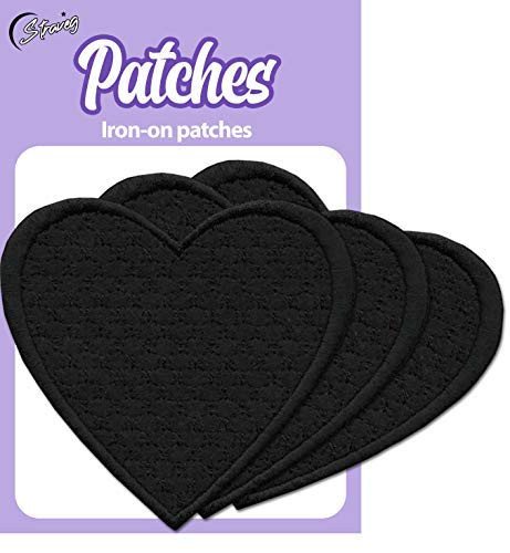 Iron On Patches - Black Heart Patch Iron On 3pcs Patch Embroidered Applique Heart -3 23x3 42inch- S-36