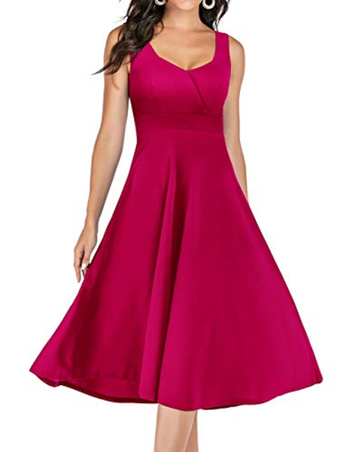 DRESSTELLS Womens Vintage Homecoming Sleeveless Tea Dress Cocktail Party Swing Dress Rose XS DRESSTELLS Womens Vintage Homecoming Sleeveless Tea Dress Cocktail Party Swing Dress Rose XS