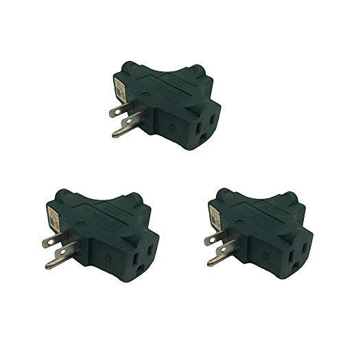 Aniai 3 Way Outlet T-Shaped Adapter  Power Outlet Extender Electrical 3 Way Splitter  Grounded Wall Tap  Heavy Duty  UL Listed  Green -3  green-