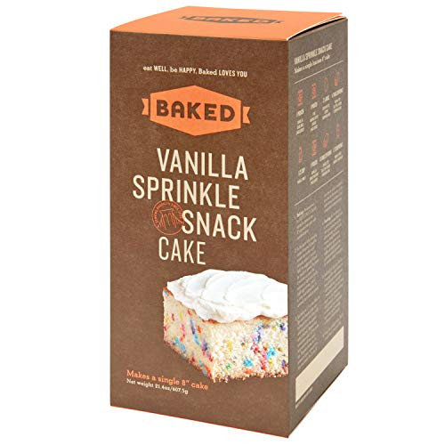 BAKED Vanilla Sprinkle Snack Cake Mix with Rainbow Sprinkles  Spelt Flour  Real Vanilla  and Cane Sugar- Makes 8 Cake- -Pack of 1-