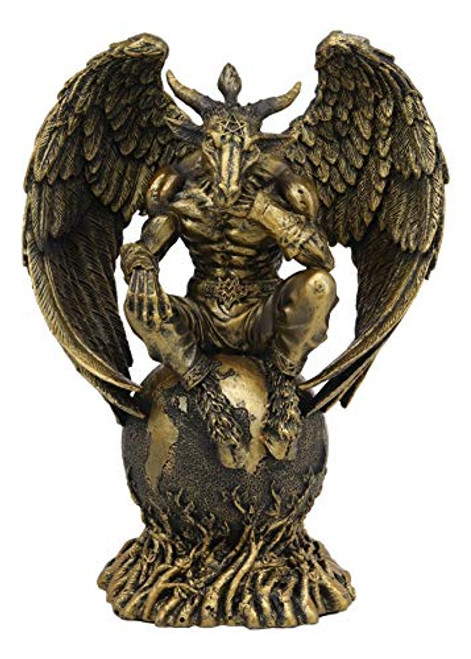 Ebros Gift Sabbatic Goat The Thinker Baphomet Sitting On The Globe Statue 7-75 Tall Baphometh with Pentagram Star Satanic Idol Worship Altar Figurine Ebros Gift Sabbatic Goat The Thinker Baphomet Sitting On The Globe Statue 7-75 Tall Baphometh with Pentagram Star Satanic Idol Worship Altar Figurine