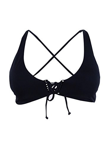 Bar III Womens Braided Bralette Bikini Top -XS  Black-