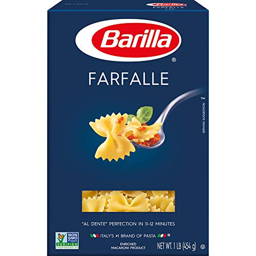 BARILLA Blue Box Farfalle Pasta  16 oz- Box -Pack of 12-  8 Servings per Box - Non-GMO Pasta Made with Durum Wheat Semolina - Italys 1 Pasta Brand -