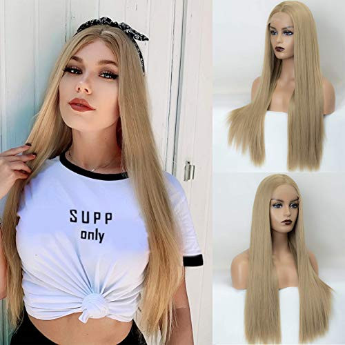 Sandy Blonde Lace Front Wig with Natural Hairline Straight Long Synthetic Wig for Women Heat Resistant 24 Inches Lace Front Wigs Blonde Sandy Blonde Lace Front Wig with Natural Hairline Straight Long Synthetic Wig for Women Heat Resistant 24 Inches Lace Front Wigs Blonde