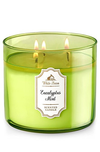 Dpnamron Bath and Body Works White Barn Eucalyptus Mint Scented 3 Wick Candle 14-5 oz--411 g
