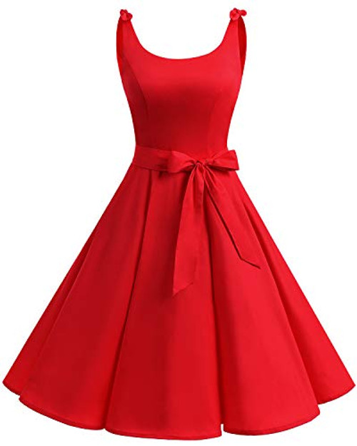 Womens Vintage 1950s Tea Dress Party Rockabilly Cocktail Swing Dresses DarkRed XL Womens Vintage 1950s Tea Dress Party Rockabilly Cocktail Swing Dresses DarkRed XL