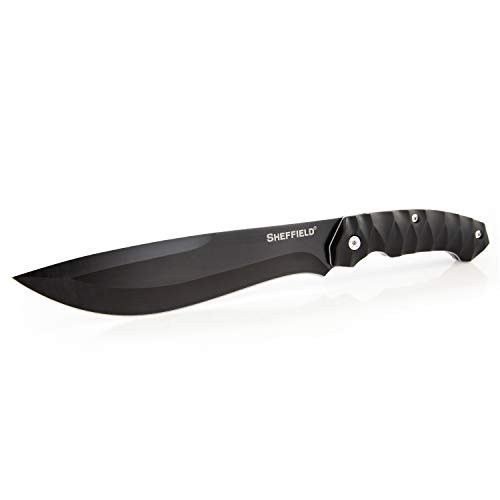 Sheffield 12147 Jarvis 8 inch Bolo Blade Survival Machete with Sheath  All-Purpose Survival Knife  Machete for Clearing Brush  Camping Knife  Full Tan