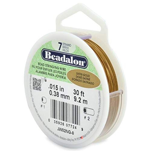 Beadalon 7-Strand 0-015 -0-38 mm- 30 ft -9-1 m- Satin Gold Color Bead Stringing Wire