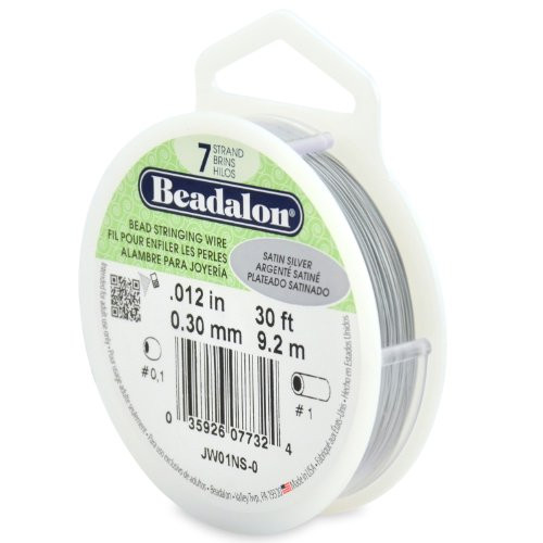 Beadalon 7-Strand Stainless Steel 0-012-Inch Bead Stringing Wire  30-Feet  Satin Silver