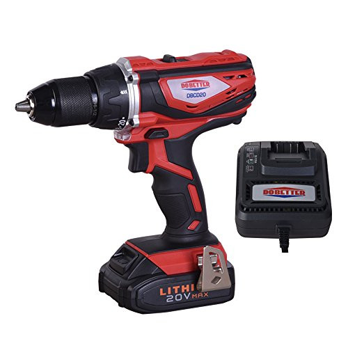 Dobetter Cordless 20V Lithium-Ion Driver Drill with LED, 1/2 Inch Keyless Chuck, Battery and Fast Charger -DBCD20