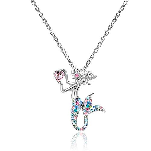 luomart Little Mermaid Necklaces for Girls Birthstone Pendant Jewelry Gifts Set for Kids Women Teens Children -Girls Mix-