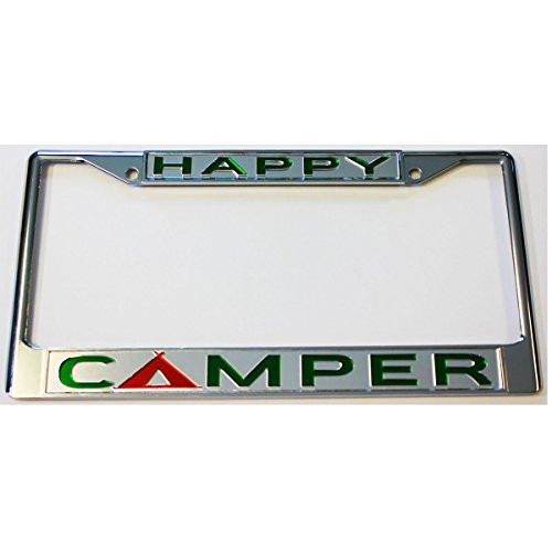 Stealth Technologies  LLC Happy Camper Acrylic License Plate Frame Car Tag CLR-GRN