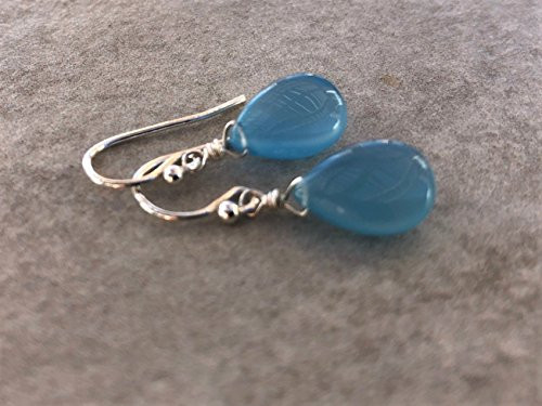 Light Sky Blue Chalcedony Sterling Silver Gemstone Teardrop Earrings Jewelry Gift For Women Light Sky Blue Chalcedony Sterling Silver Gemstone Teardrop Earrings Jewelry Gift For Women