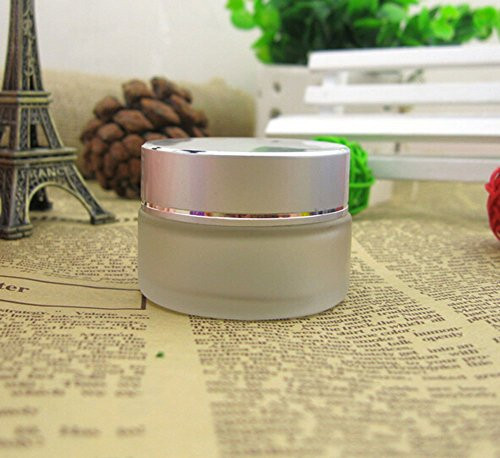 TOPWEL 5PCS 5ML Refillable Frosted Glass Cosmetic Cream Jar Pot Bottle Container -Silver-