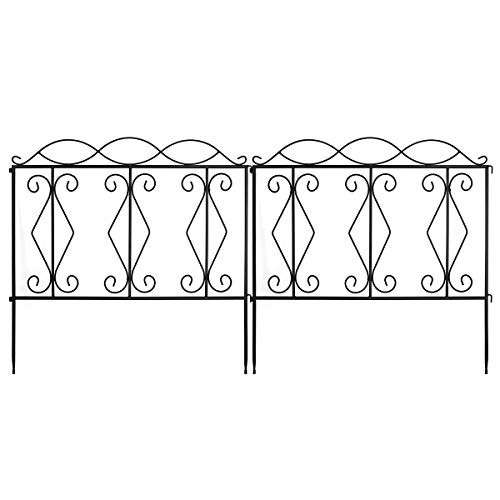MORIGEM Decorative Garden Fence 24in x 10ft Garden Edging Border Rustproof Metal Fence Panels Folding Pet Fence Barrier Black Coated Fence for Law MORIGEM Decorative Garden Fence 24in x 10ft Garden Edging Border Rustproof Metal Fence Panels Folding Pet Fence Barrier Black Coated Fence for Law