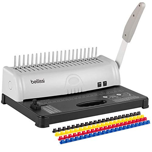 Binding Machines Combs 21 Hole 450 Sheets Paper Punch Binder Spiral Binding Machine 19 Hole Fit Letter Size with 100 PCS Colorful Comb Binding Coil