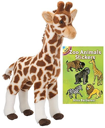 Douglas Bentley Giraffe 20 Tall Plush with Zoo Animals Stickers Book