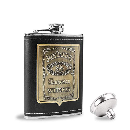 KWANITHINK Flask for Liquor  Stainless Steel Hip Flask for Men with Funnel  Whiskey Flask 8 oz  Ideal Thanksgiving Gift for Dad Man Boyfriend -Gold-