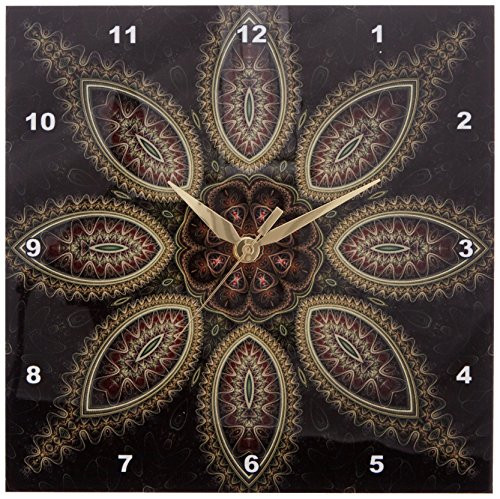 3dRose DPP-42002-1 Big Elegant Fractal Flower on Black Background Mandala Wall Clock 10 by 10-Inch 3dRose DPP-42002-1 Big Elegant Fractal Flower on Black Background Mandala Wall Clock 10 by 10-Inch