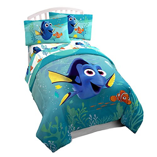 Disney Pixar Finding Dory Stingray Twin Comforter - Super Soft Kids Reversible Bedding features Dory and Nemo - Fade Resistant Polyester Microfiber Fill (Official Product)