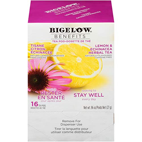 Bigelow Benefits Stay Well Lemon and Echinacea Herbal Tea Pods 16-Count Box -Pack of 3- Caffeine-Free Individual Herbal Tisane Bags for Hot Tea or I Bigelow Benefits Stay Well Lemon and Echinacea Herbal Tea Pods 16-Count Box -Pack of 3- Caffeine-Free Individual Herbal Tisane Bags for Hot Tea or I