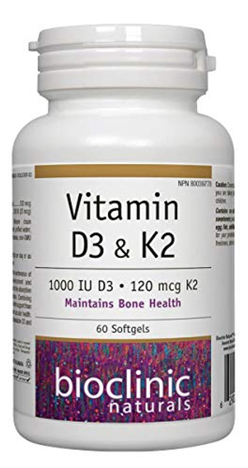 Bioclinic Naturals Vitamin D3 and K2 60 Gels