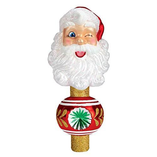 Old World Christmas Ornaments: Winking Santa Tree Top Glass Blown Ornaments for Christmas Tree