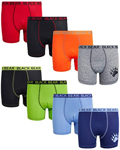 Black Bear Boys Performance Dry-Fit Compression Boxer Brief -8 Pack-  Solids  Size X-Large -16-18-