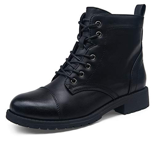 VEPOSE Womens Ankle Boots Black Fashion Booties Low Heel Lace up Ankle Boots for Women Size-9 Ankle Booties-910-Black-