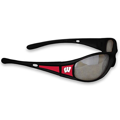 FTH Wisconsin Badgers Black Sports Elite 3 Sunglasses with Logo